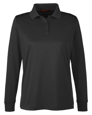 Harriton Ladies' Advantage Snag Protection Plus IL Long Sleeve Polo - Black