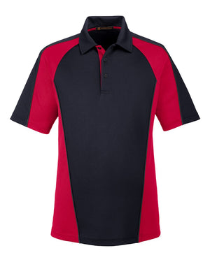 Harriton Men's Advantage Snag Protection Plus IL Colorblock Polo - Black/ Red/ Dark Charcoal