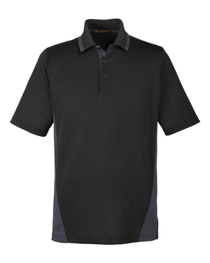 Harriton Men's Flash Snag Protection Plus IL Colorblock Polo - Black/ Dark Charcoal