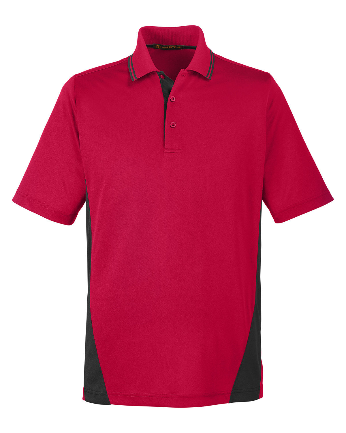 Harriton Men's Tall Flash Snag Protection Plus IL Colorblock Polo - Red/Black