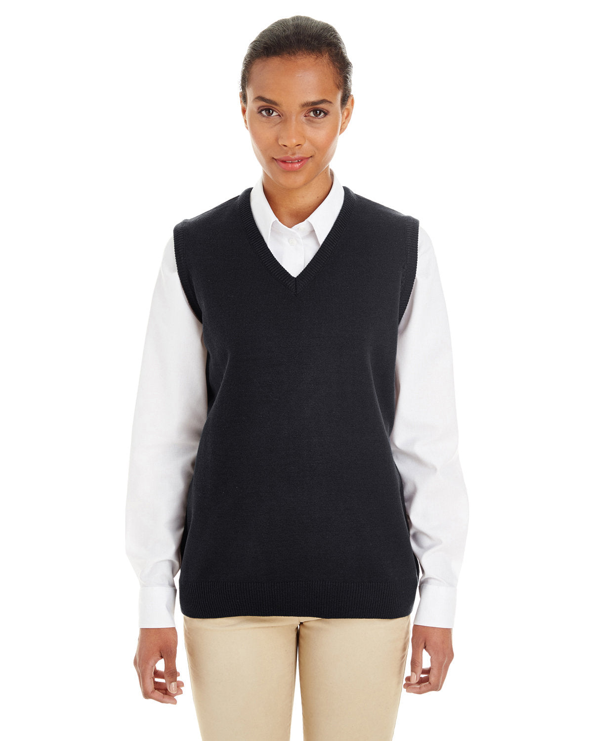 Harriton Ladies' Pilbloc™ V-Neck Sweater Vest - Front