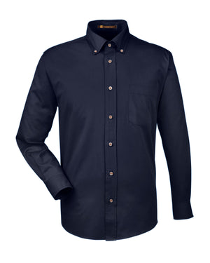 Harriton Men's Tall Easy Blend™ Long-Sleeve Twill Shirt with Stain-Release - Navy