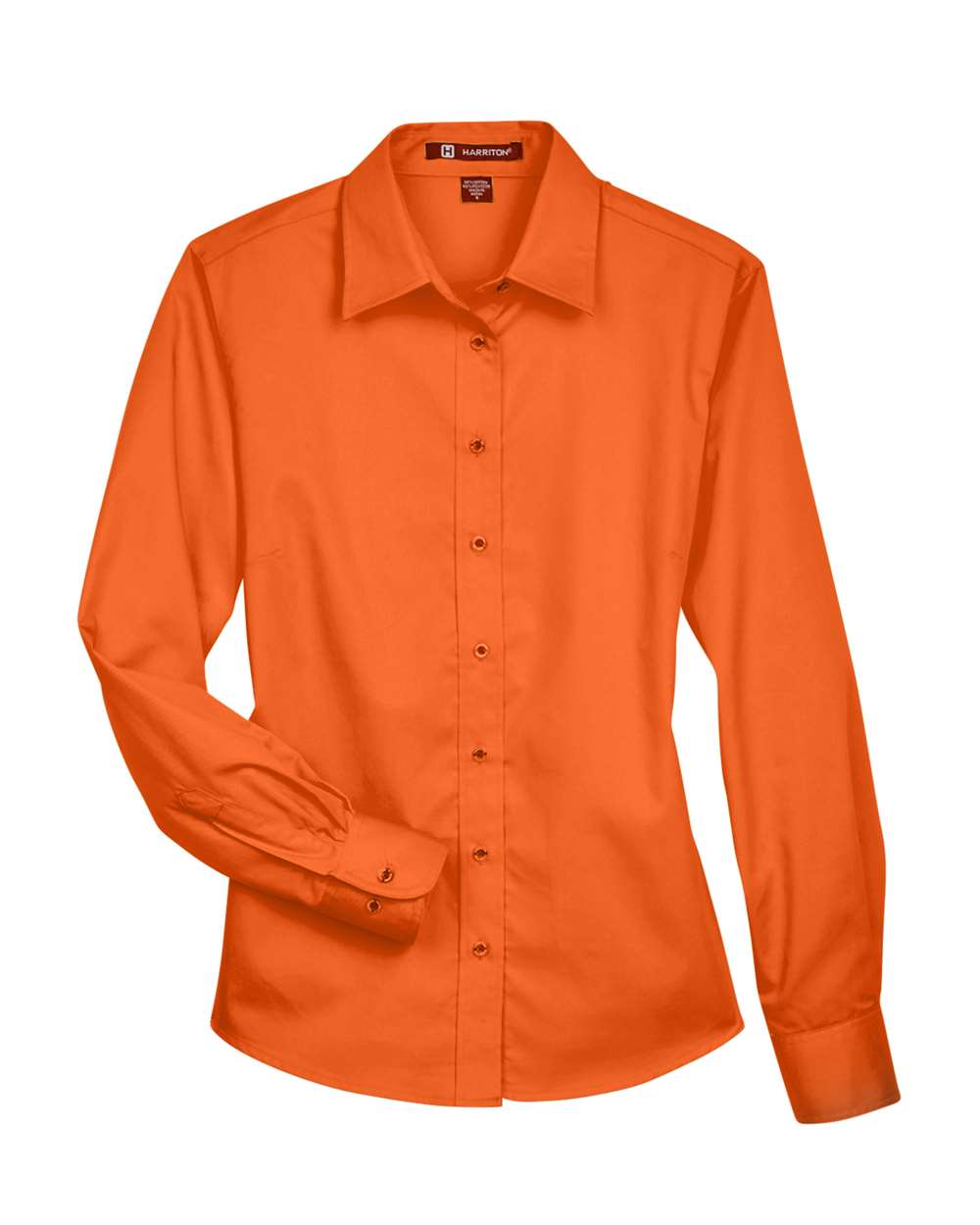Harriton Women's Easy Blend™ Long Sleeve Twill Dress Shirt with Stain-Release - Team Orange