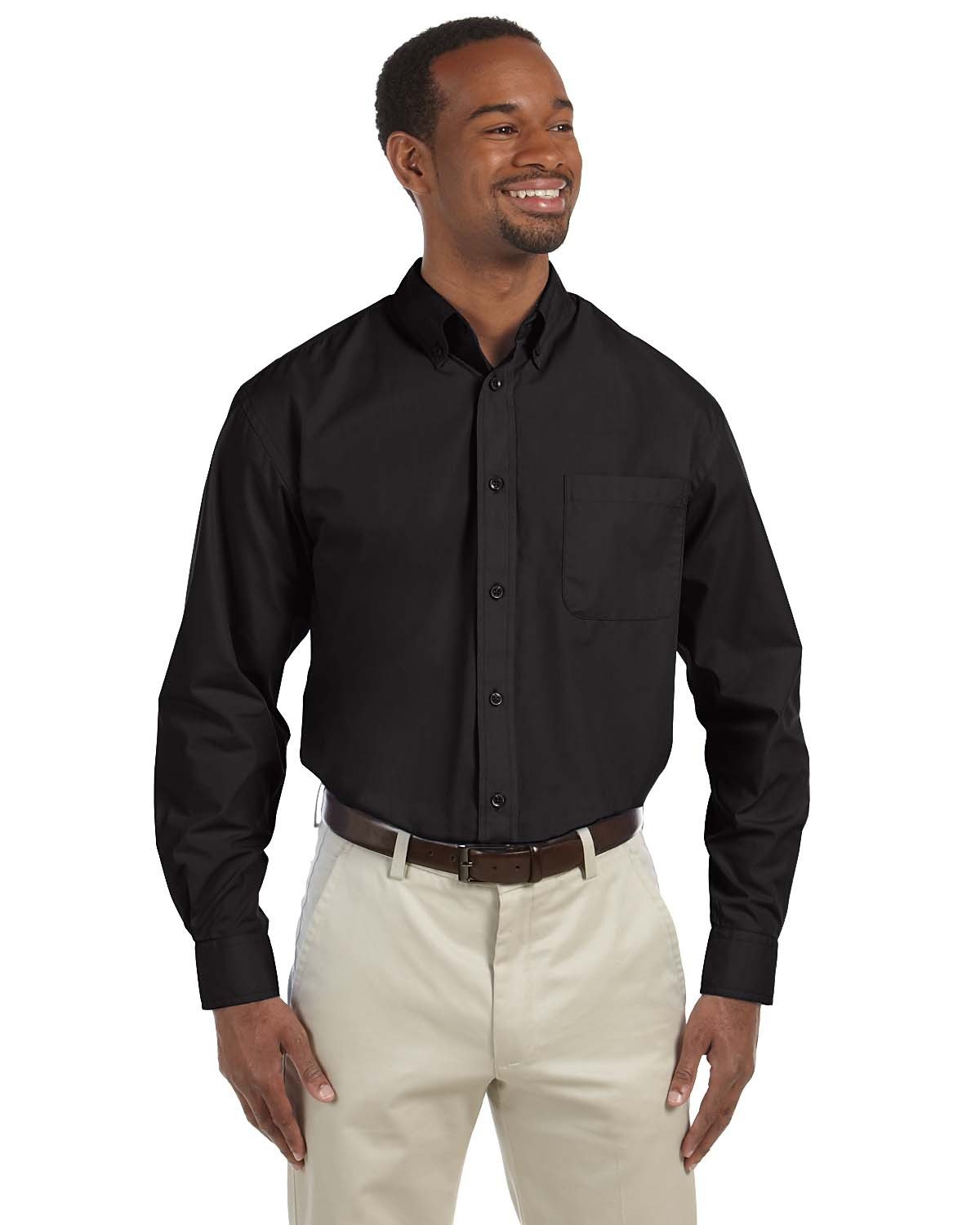 Harriton Men's Tall Essential Poplin - Black