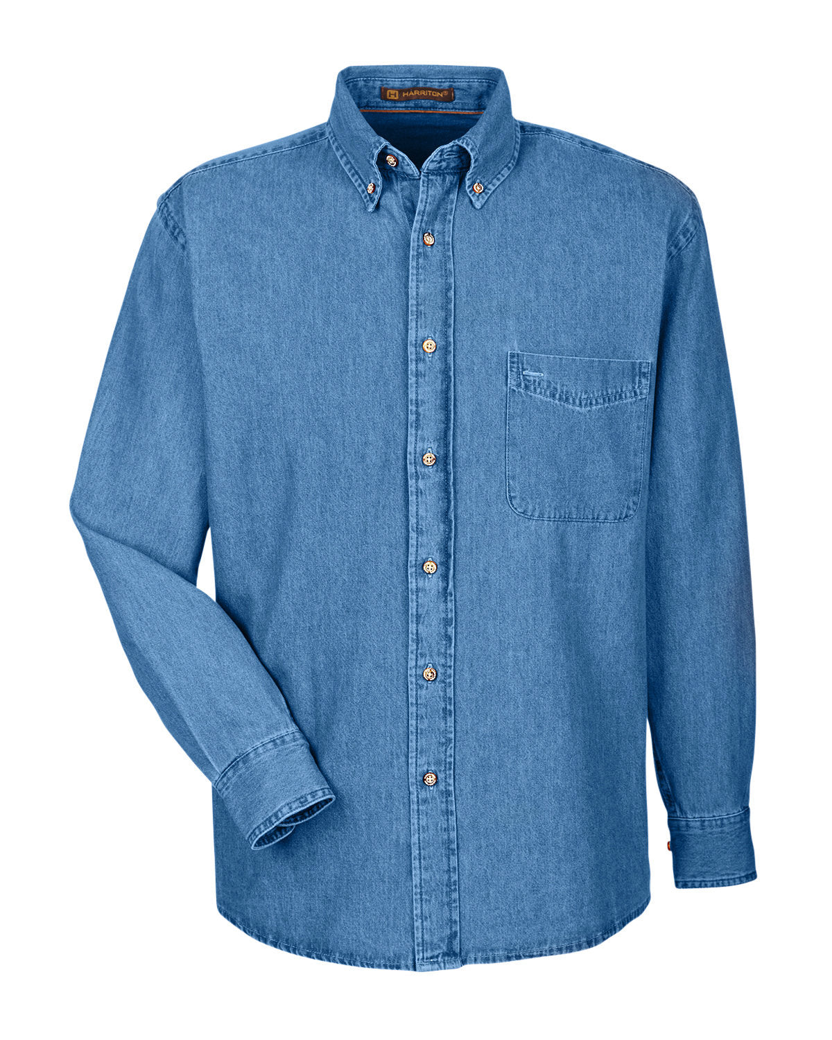 Harriton Men's Tall Long-Sleeve Denim Shirt - Light Denim