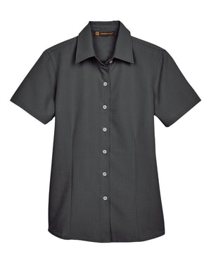 Harriton Ladies' Barbados Textured Camp Shirt - Black