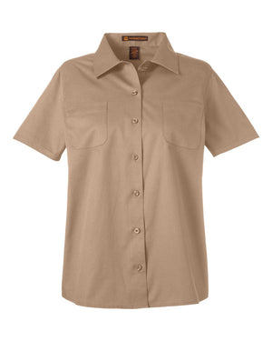 Harriton Ladies' Advantage IL Short-Sleeve Work Shirt - Khaki