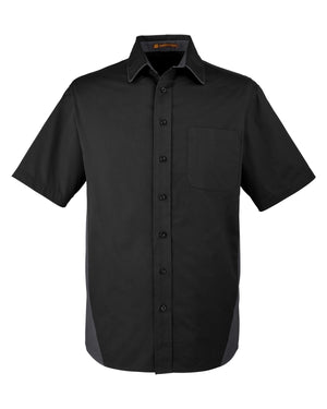 Harriton Men's Tall Flash IL Colorblock Short Sleeve Shirt - Black/Dk Charcl
