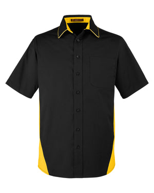 Harriton Men's Tall Flash IL Colorblock Short Sleeve Shirt - Black/Snry Yllw
