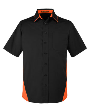 Harriton Men's Tall Flash IL Colorblock Short Sleeve Shirt - Black/Tm Orange