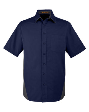 Harriton Men's Tall Flash IL Colorblock Short Sleeve Shirt - Dk Navy/Dk Chrc