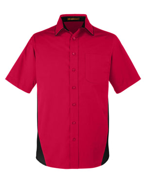 Harriton Men's Tall Flash IL Colorblock Short Sleeve Shirt - Red/Black