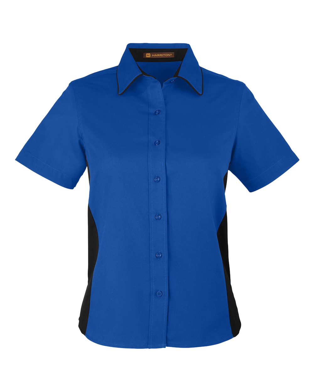 Harriton Ladies' Flash IL Colorblock Short Sleeve Shirt - True Royal/ Black