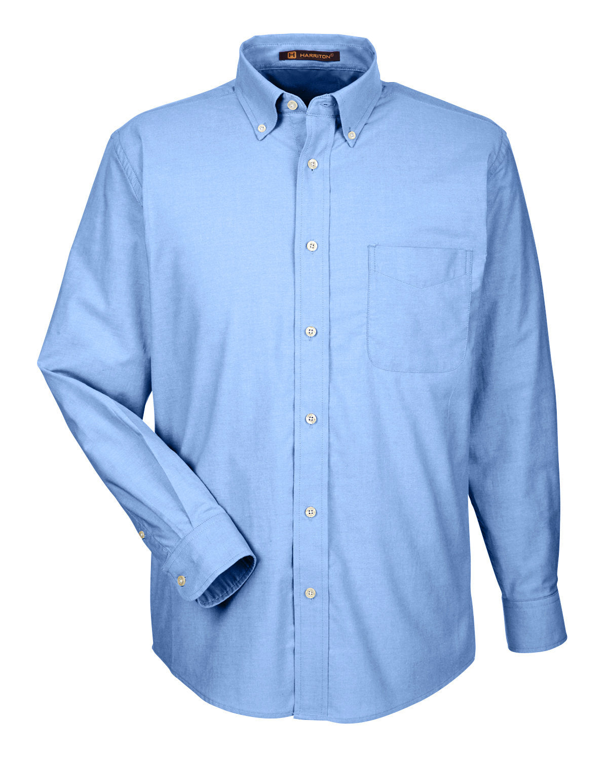 Harriton Men's Long-Sleeve Oxford with Stain-Release - Light Blue