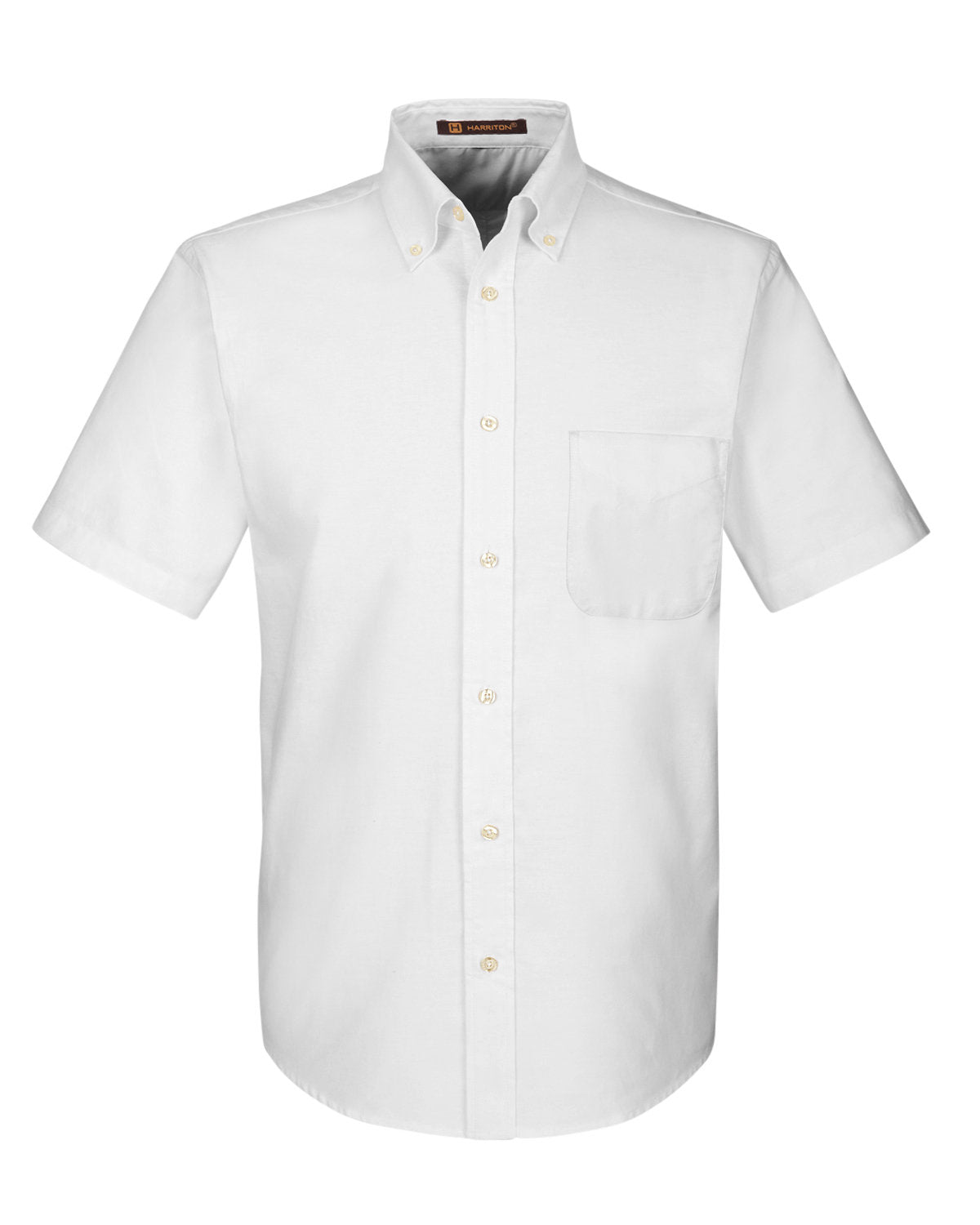Harriton Men's Short-Sleeve Oxford with Stain-Release - White