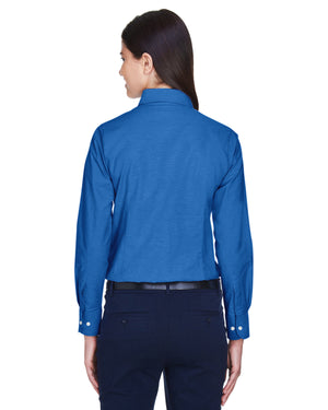 Harriton Ladies' Long-Sleeve Oxford with Stain-Release - Back