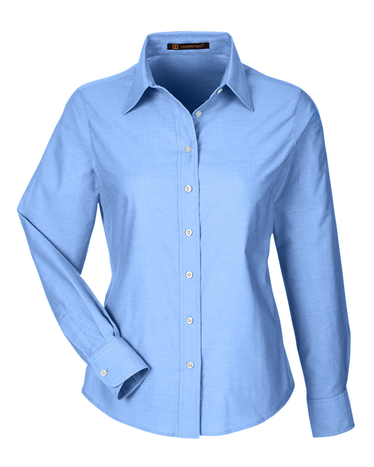 Harriton Ladies' Long-Sleeve Oxford with Stain-Release - Light Blue