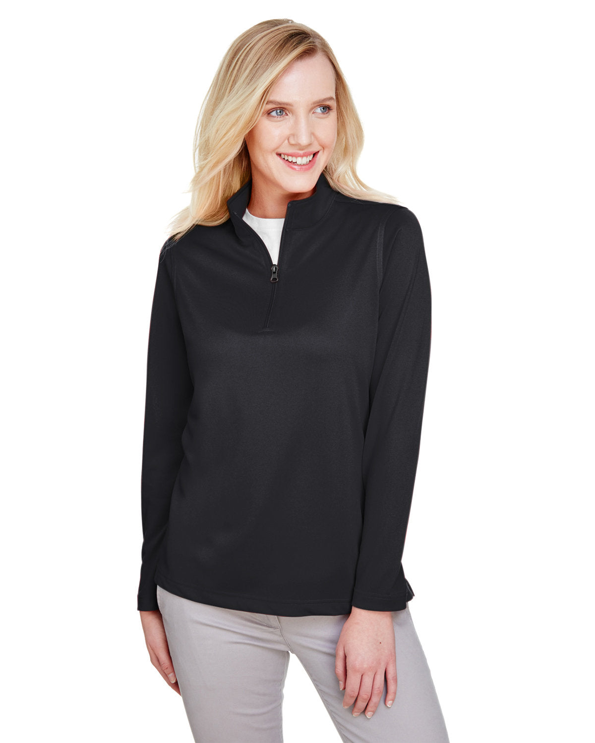 Harriton Ladies' Advantage Snag Protection Plus Quarter-Zip - Black