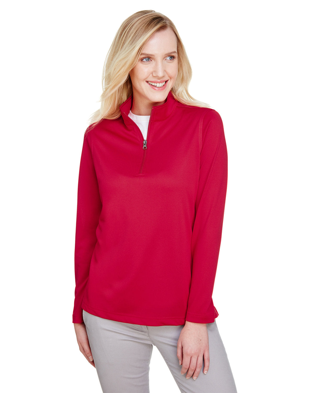 Harriton Ladies' Advantage Snag Protection Plus Quarter-Zip - Red