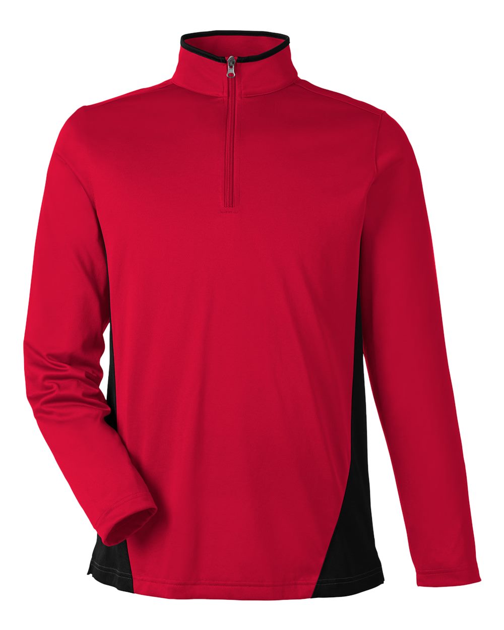 Harriton Men's Flash Snag Protection Plus IL Colorblock Quarter-Zip - Red/ Black