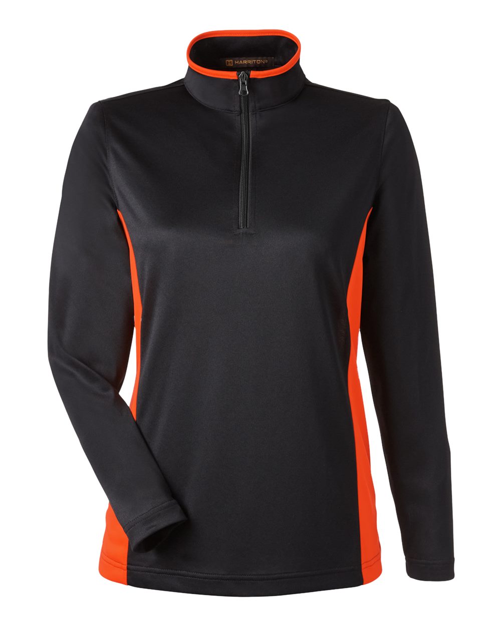 Harriton Ladies' Flash Snag Protection Plus IL Colorblock Quarter-Zip - Black/ Team Orange