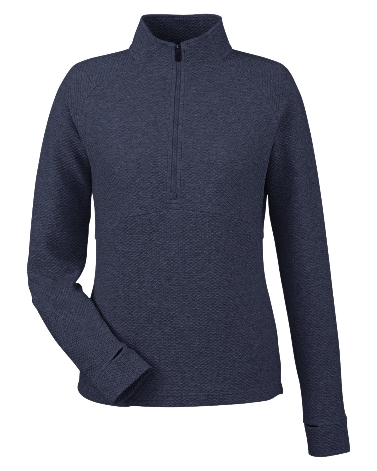 North End Ladies' Spirit Textured Quarter-Zip - Classic Navy Hth