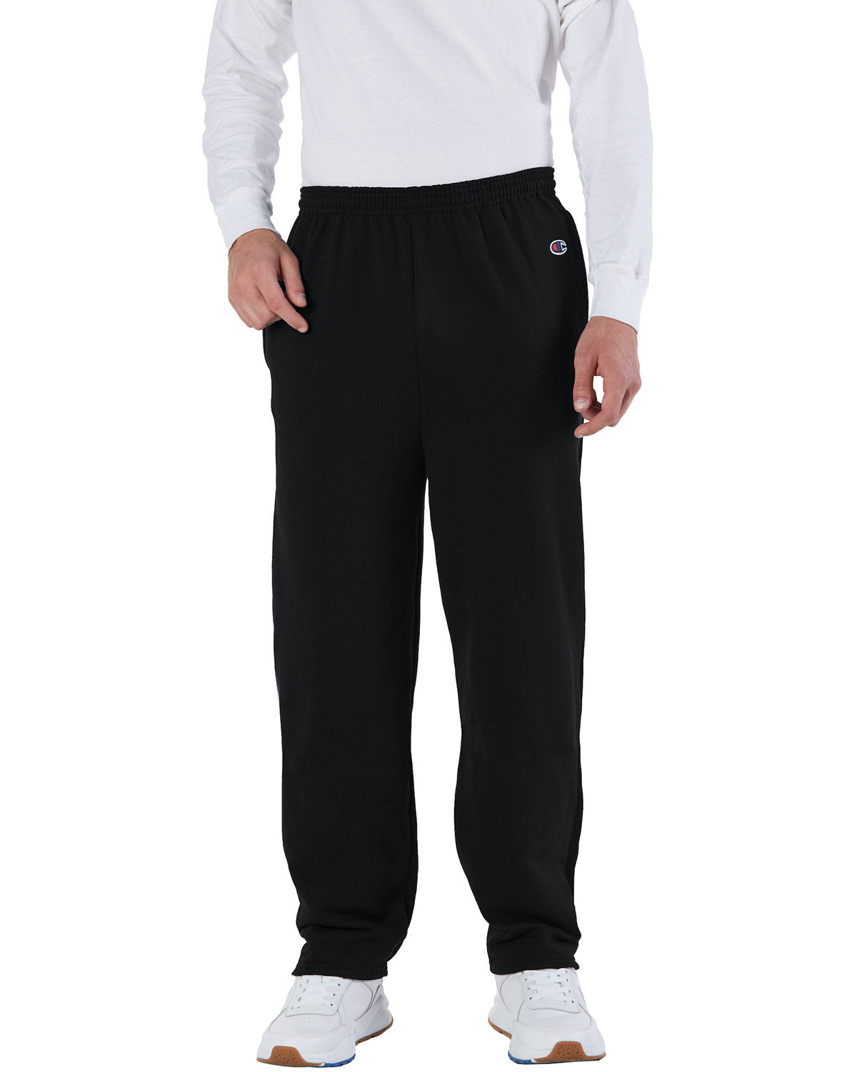 Champion Adult Powerblend® Open-Bottom Fleece Pant with Pockets - Black