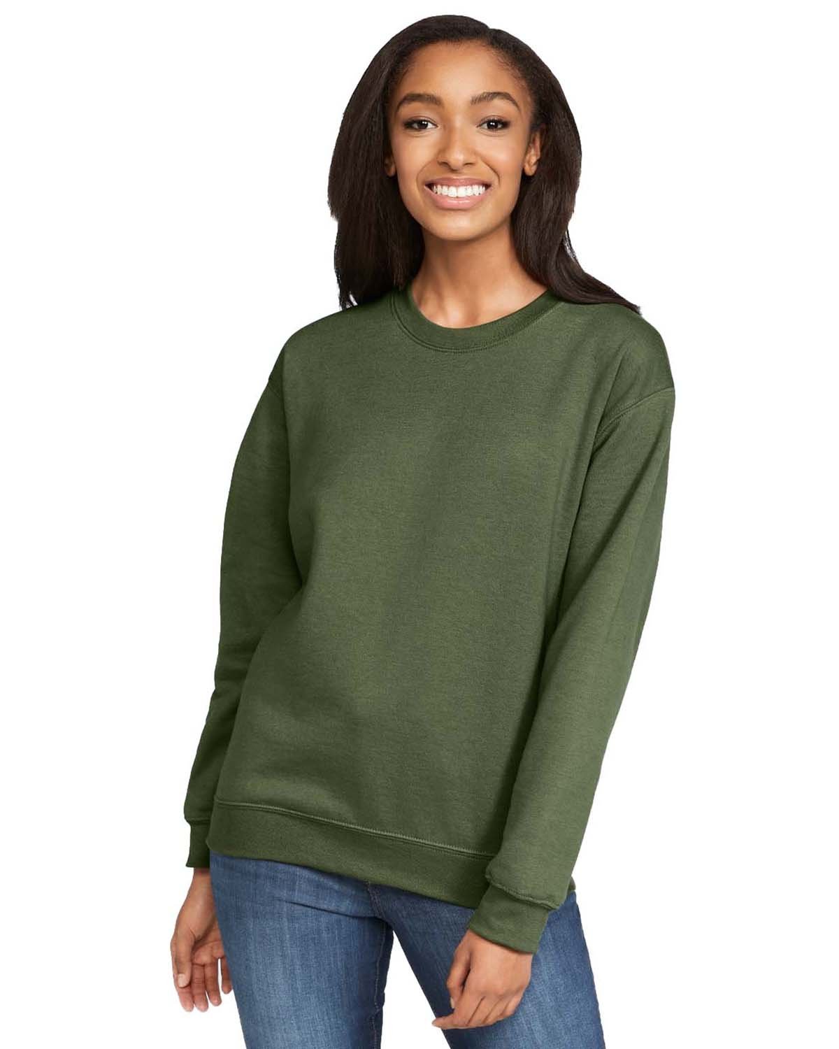 Gildan Adult Softstyle® Fleece Crew Sweatshirt - Military Green