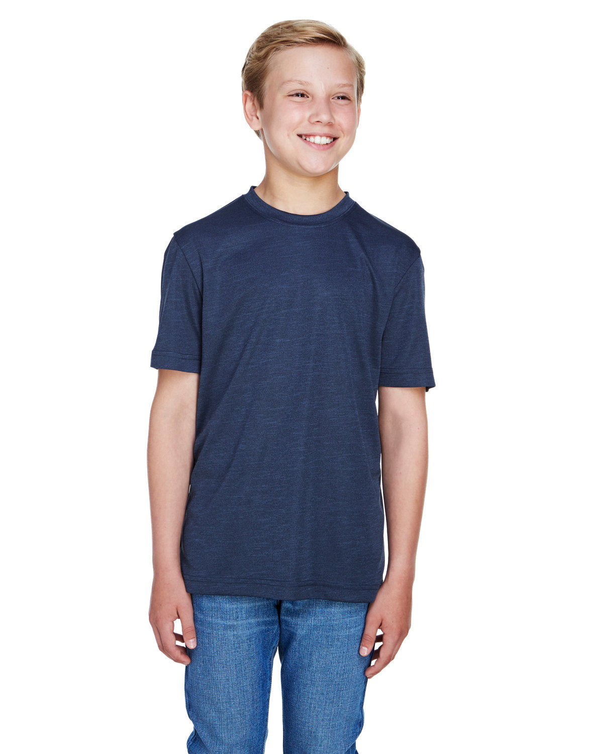 Team 365 Youth Sonic Heather Performance T-Shirt - Sp Drk Nvy Hth