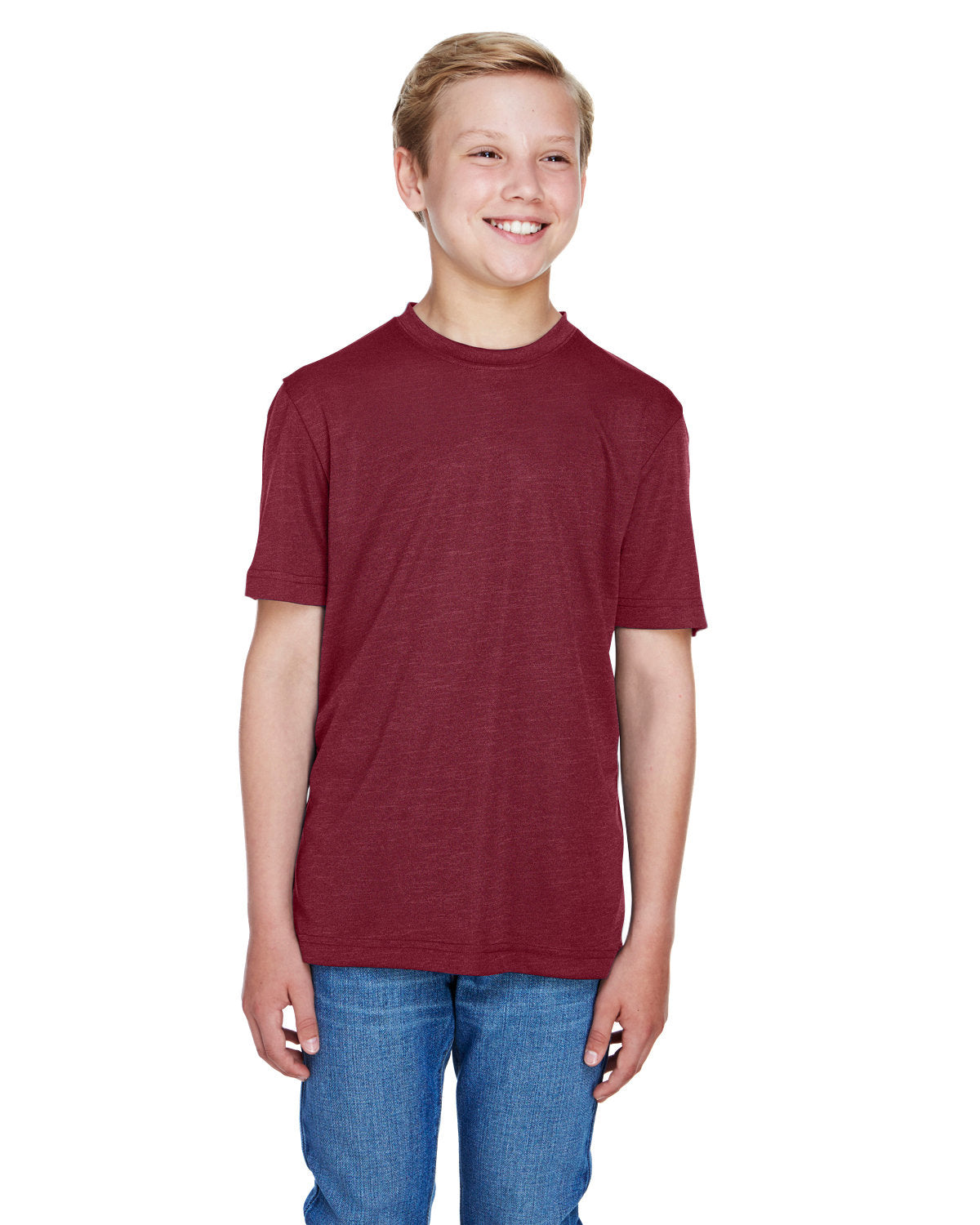 Team 365 Youth Sonic Heather Performance T-Shirt - Sp Maroon Hthr