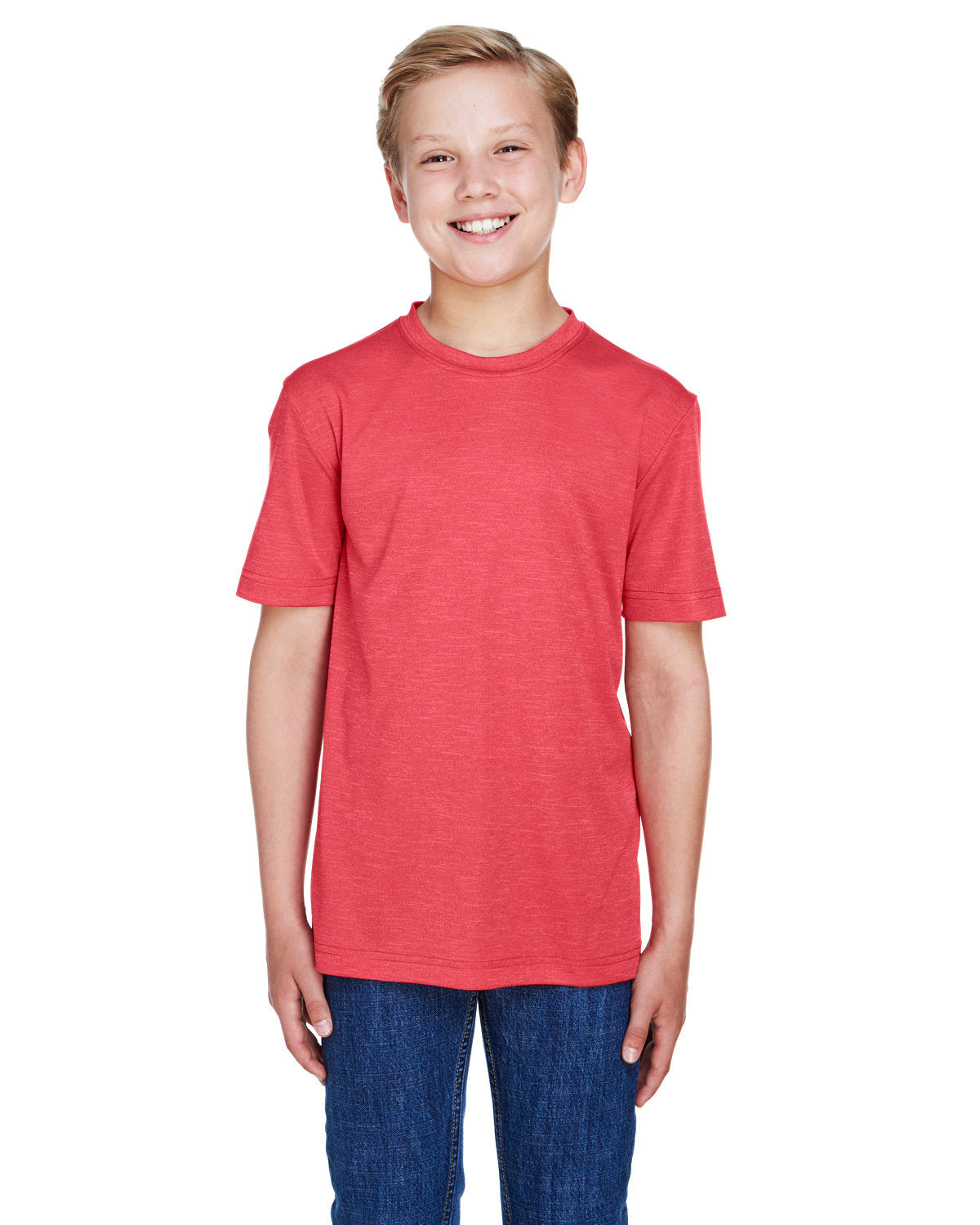 Team 365 Youth Sonic Heather Performance T-Shirt - Sp Red Heather