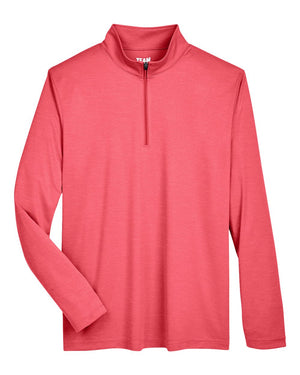 Team 365 Men's Zone Sonic Heather Performance Quarter-Zip - Sport Red Heather