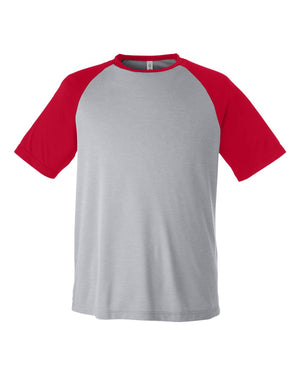 Team 365 Unisex Zone Colorblock Raglan T-Shirt - Athletic Heather/ Sport Red