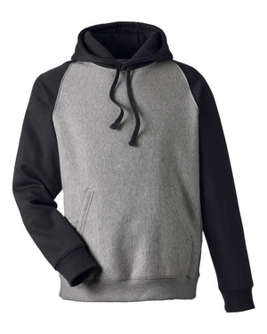 Team 365 Unisex Zone HydroSport™ Heavyweight Colorblock Hooded Sweatshirt - Dark Grey Heather/ Black